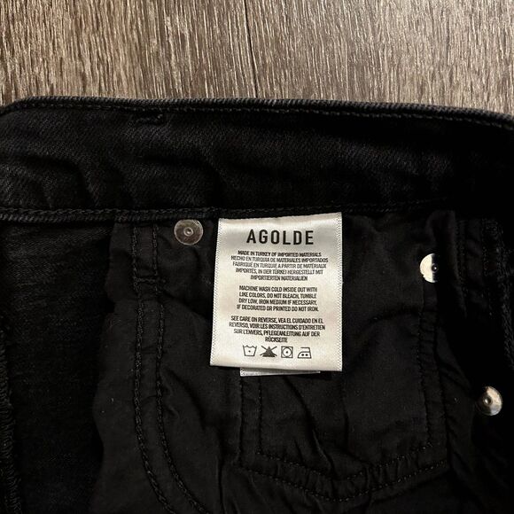 EUC‎ AGOLDE Riley High-Rise Straight Crop Denim Distressed Black Gray Jeans - Picture 11 of 11